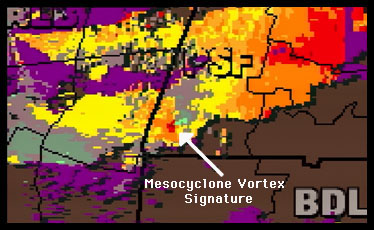 Close up Radial Velocity Display of the Great Barrington Supercell