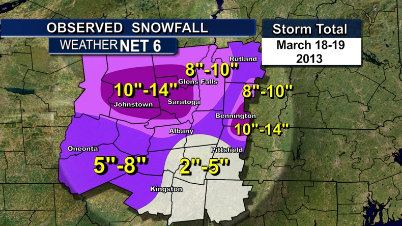 WeatherNet 6 Snowfall Distribution March 18-19, 2013